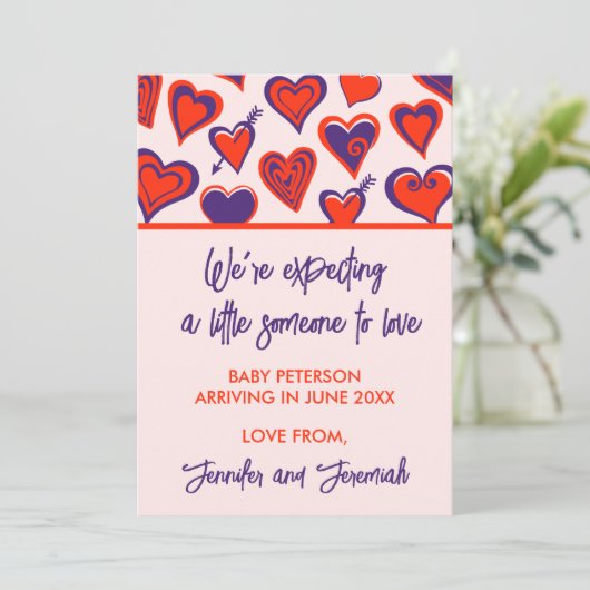 Schwangerschaftsankündigung im Valentinstag niedli Ankündigung (Stehend Vorderseite)