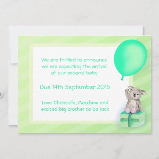 Schwangerschaftsankündigung koala Karte (Rückseite)