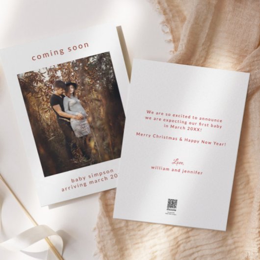 Schwangerschaftsankündigung kommt bald Weihnachtsk Feiertagskarte