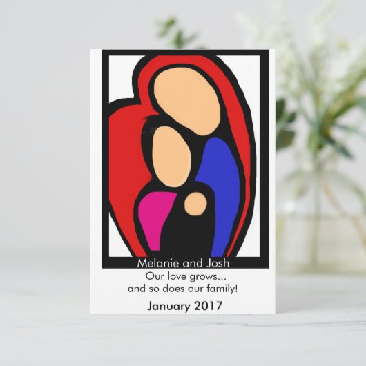 Schwangerschaftsankündigung - Mama, Vater, Baby Ankündigung (Stehend Vorderseite)