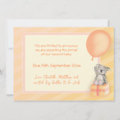 Schwangerschaftsankündigung Orange-Koala-Karte Ankündigung (Rückseite)