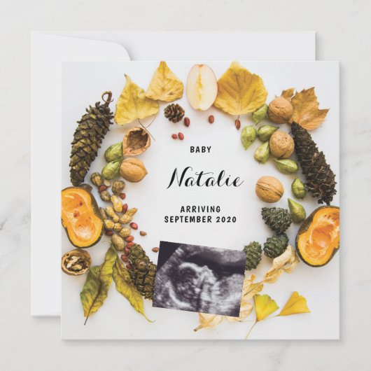 Schwangerschaftsankündigung Pumpkin Herbst Herbstb Ankündigung (Vorderseite)