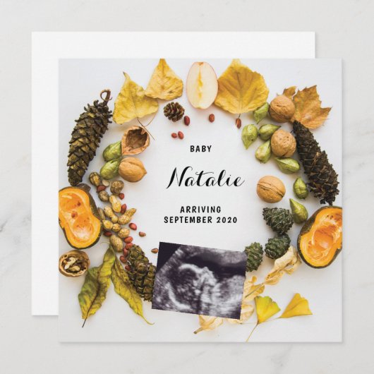 Schwangerschaftsankündigung Pumpkin Herbst Herbstb Ankündigung (Vorne/Hinten)