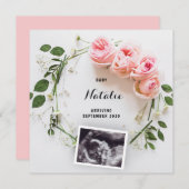 Schwangerschaftsankündigung Rosa Blumenkarte Ankündigung (Vorne/Hinten)