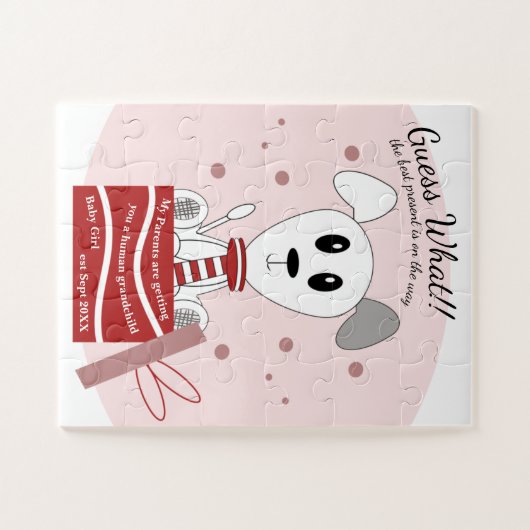 Schwangerschaftsankündigung (Rot) für Baby Girl Do Puzzle (Horizontal)