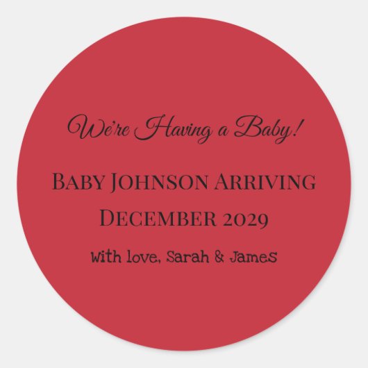 Schwangerschaftsankündigung! Runder Aufkleber (Vorderseite)