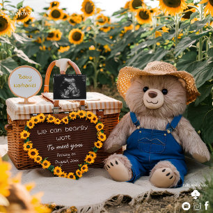 Schwangerschaftsankündigung Sonnenblumen-Teddy-Bba Einladung