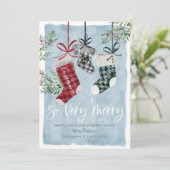 Schwangerschaftsankündigung Strumpf der Wasserfarb Feiertagskarte (Stehend Vorderseite)