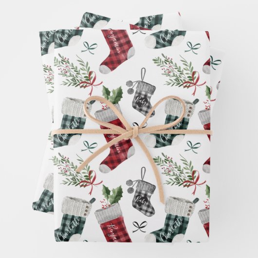 Schwangerschaftsankündigung Strumpf der Wasserfarb Geschenkpapier Set (Beispiel)