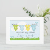 Schwangerschaftsankündigung | Whimsischer Wäschest Ankündigung (Stehend Vorderseite)