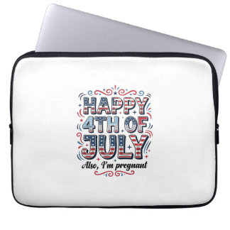 Schwangerschaftsankündigungsshirt-Design zum 4. Ju Laptopschutzhülle