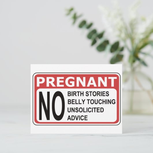 SCHWANGERWARNUNG ANKÜNDIGUNGSPOSTKARTE (Stehend Vorderseite)