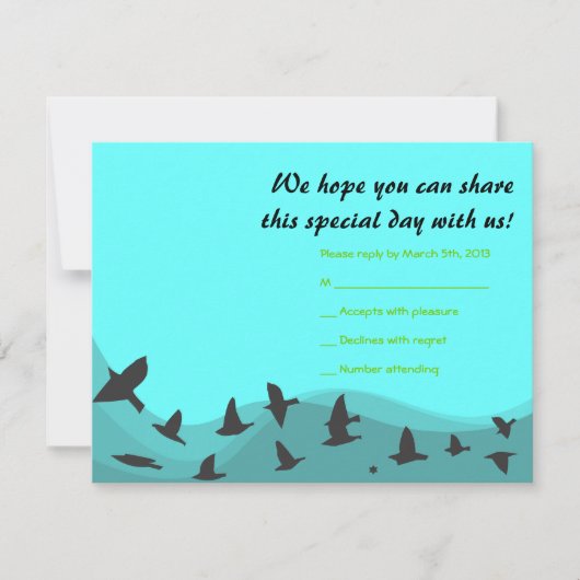 SCHWANKENDE VÖGEL Bar oder Bat Mitzvah Reply Card RSVP Karte (Vorderseite)