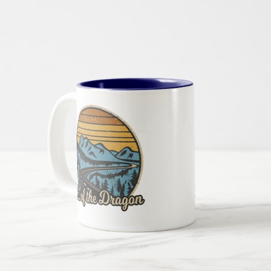 Schwanz des Drachenretro Zweifarbige Tasse (Vorderseite Links)