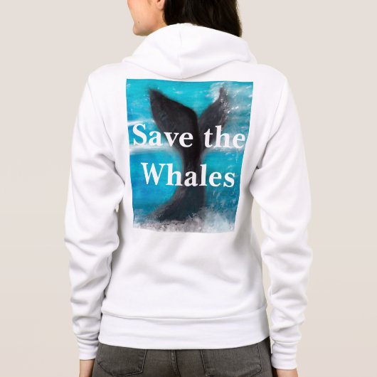 Schwanz eines Whales - Rett der Wale White Hoodie (Rückseite)