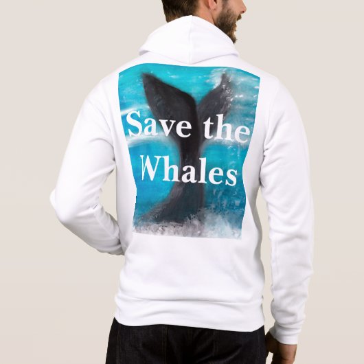Schwanz eines Whales - Rett der Wale White Hoodie (Rückseite)