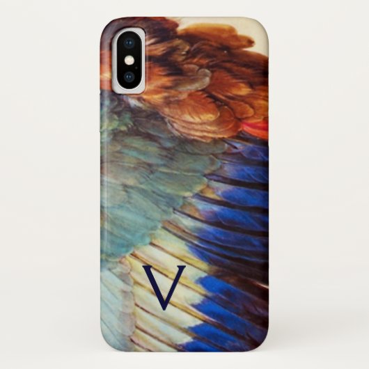 SCHWANZ FEDERN EINER Blauracke MONOGRAMM Case-Mate iPhone Hülle (Rückseite)