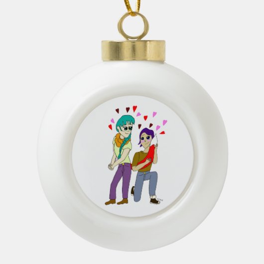 Schwanz Liebe Keramik Kugel-Ornament (Vorderseite)