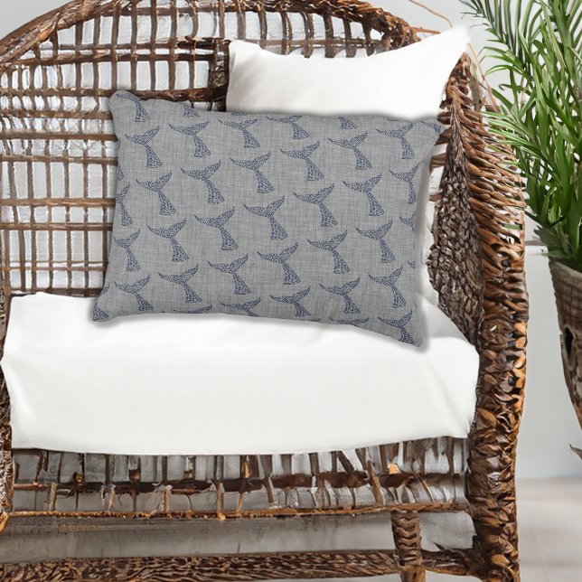 Schwanz Nautic Whale Art Dekokissen (Nautical Whale Tail Line Art Accent Pillow)