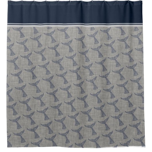 Schwanz Nautic Whale Art Duschvorhang (Vorderseite)