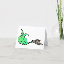 Schwanz-Note-Karte für grün und orange Mermaid Dankeskarte