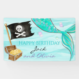 Schwanz Pirate und Mermaid zum Geburtstag Banner