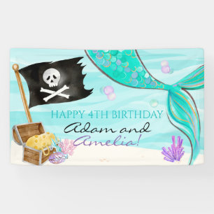 Schwanz Pirate und Mermaid zum Geburtstag Banner