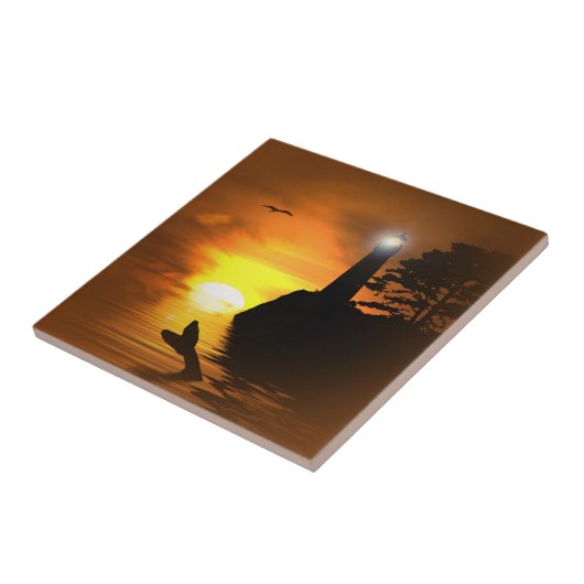 Schwanz und Leuchtturm Kunst Tile Fliese (Seite)