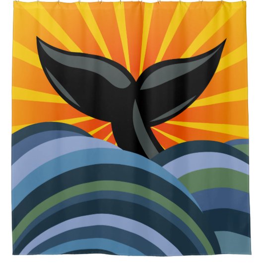 Schwanz und Wellen Duschvorhang (Vorderseite)