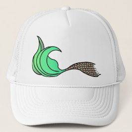 Schwanz von Green und Orange Mermaid Truckerkappe