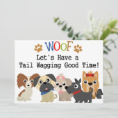 Schwanz Waging Hund Einladung zum Geburtstag (Stehend Vorderseite)