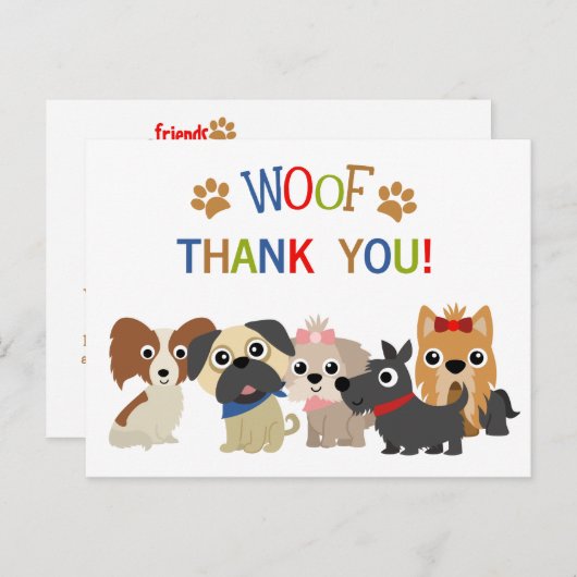 Schwanz Waging Hund Geburtstag Danke, Postkarte (Vorne/Hinten)