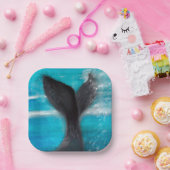 Schwanz Whale Wasserfarbe Pappteller (Party)