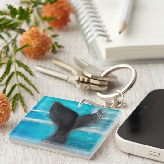 Schwanz Whale Wasserfarbe Schlüsselanhänger (Vorderseite rechts)