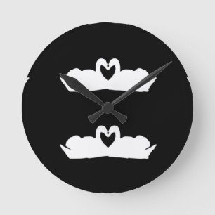 Schwänze aus Schwarz und Weiß-Liebe Runde Wanduhr