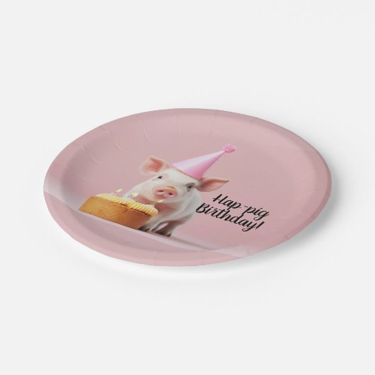 Schwänze Geburtstag! Pappteller (Schrägansicht)