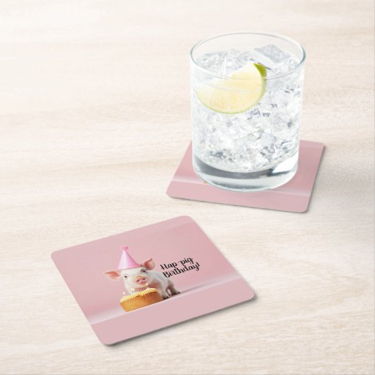 Schwänze Geburtstag! Rechteckiger Pappuntersetzer (Vor Ort)