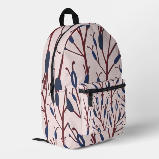 Schwänze gegen ein rosa Feld Bedruckter Rucksack (Rückseitige Ecke links)