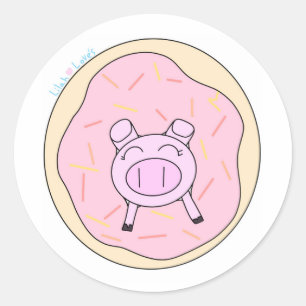 Schwänze in einem Donut Sticker! Runder Aufkleber