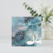 Schwänze Vintag schwingen aquamarin rosa Einladung (Stehend Vorderseite)