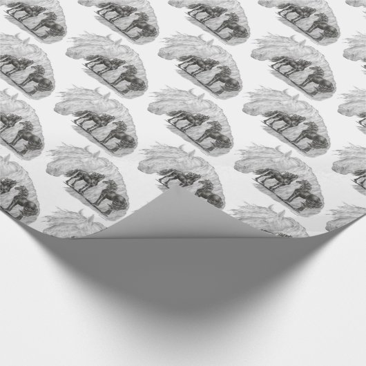 Schwänze von Black Friesian Horses Manes Geschenkpapier (Ecke)