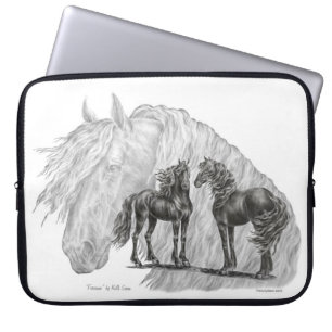 Schwänze von Black Friesian Horses Manes Laptopschutzhülle
