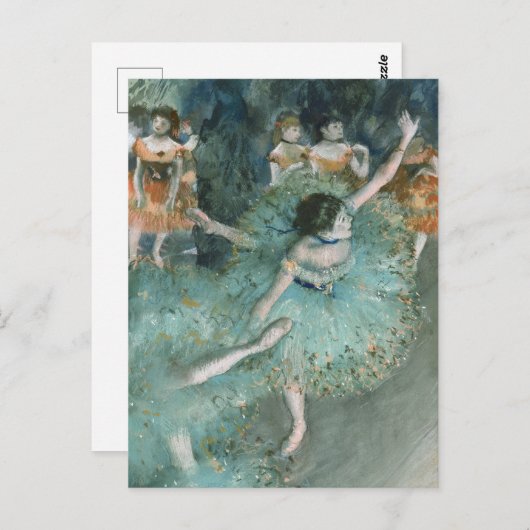 Schwänzender (Tänzer auf Grün) Edgar Degas Postkarte (Vorne/Hinten)