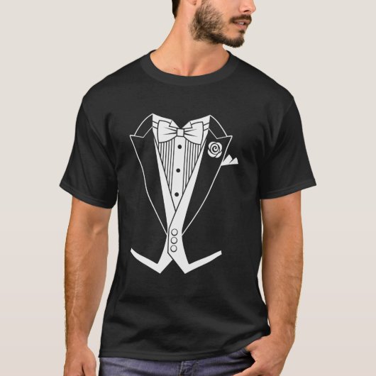 Schwanzes Tuxedo White Krawatte T-Shirt (Vorderseite)