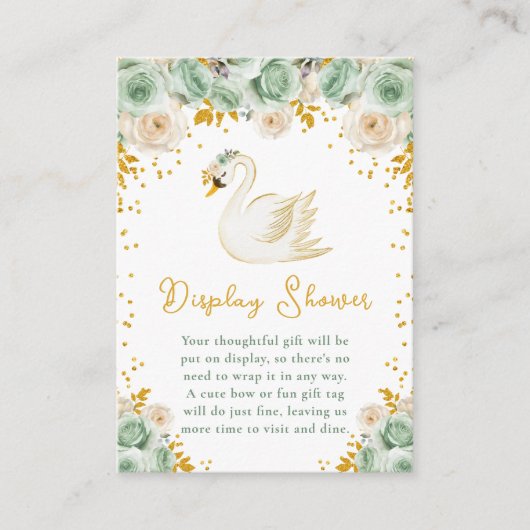 Schwanzwurzel Grün und Gold Rose Display Dusche an Begleitkarte (Vorderseite)