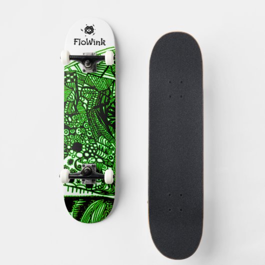 Schwargrün Abstrakt Skateboard (Vorderseite)