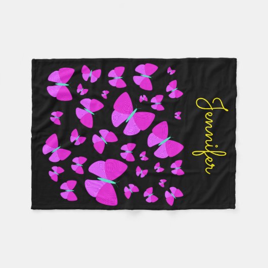 Schwarm der künstlerischen Schmetterlinge + Fleecedecke (Vorderseite (Horizontal))