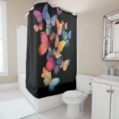 Schwarm der Schmetterlinge - farbenfroher Regenbog Duschvorhang (Beispiel)