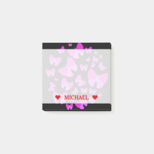 Schwarm künstlerischer Schmetterlinge & Individue Post-it Klebezettel