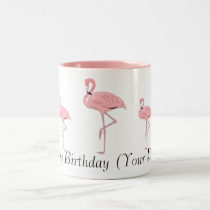 Schwarm rosa Flamingos Alles Gute zum Geburtstag B Zweifarbige Tasse